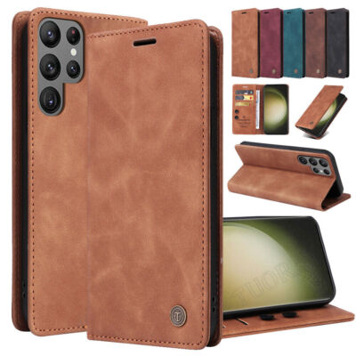 Schutzhülle Für Samsung Galaxy S22 S23 S24 S25 Plus FE Note 20 Leder Case Tasche