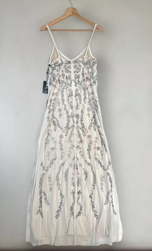 Addiranna Papell Ivory beaded long gown size UK 12 US 8 evening wedding prom - Picture 8 of 17