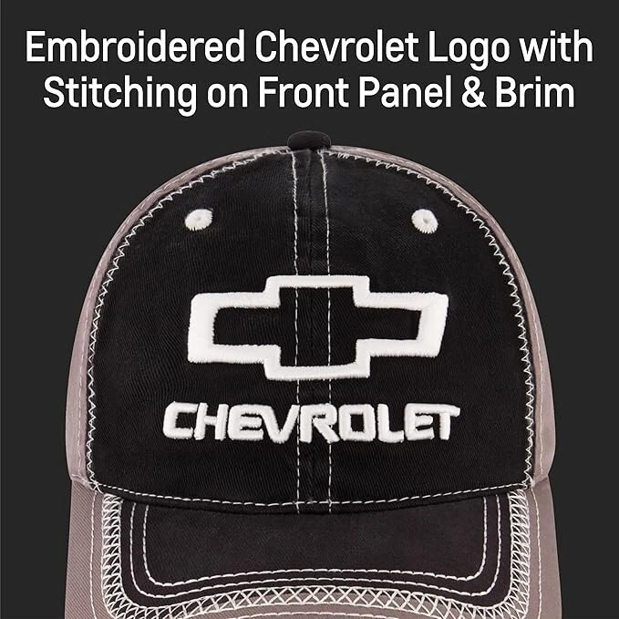 Gorra negra con correa ajustable Chevrolet con licencia Foto 2 de 4