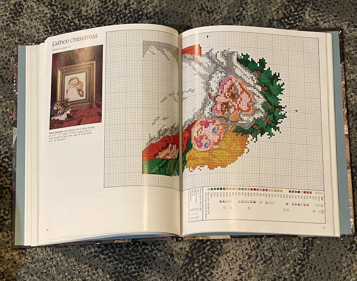 VTG 1989 LEISURE ARTS SANTA REMEMBERED Counted Cross Stitch Pattern Book 1, HC