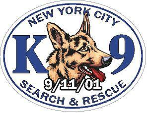 NY Police K-9 Search and Rescue 9/11/01 Reflective Vinyl Decal Sticker ...