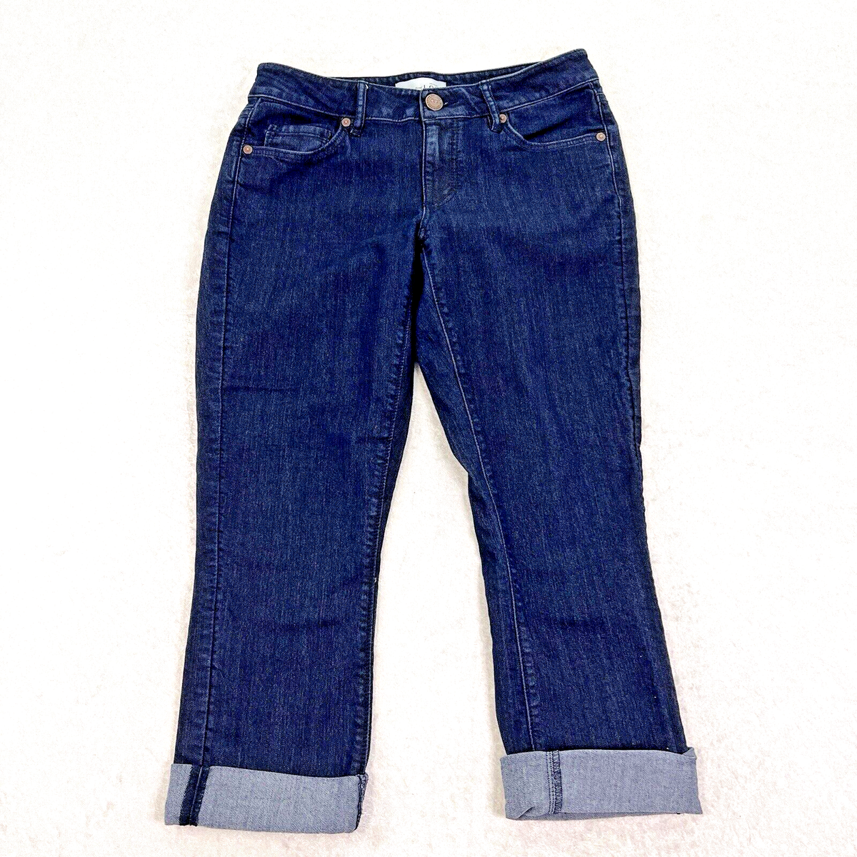 ANN TAYLOR LOFT Capri Jeans Womens 25 Curvy Kick Crop Cuffed Dark Wash Denim