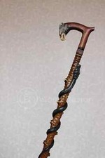 Walking sticks Eagle Snake Carved handle Wooden cane Hand carving Hiking stick