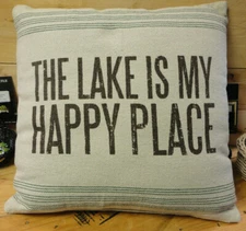 The Lake Is My Happy Place - Throw Pillow - Lake House 