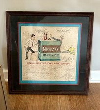 Vtg Farewell Framed Piece -Nescafe Coffee Advertising 23 X 23 (frame Optional)