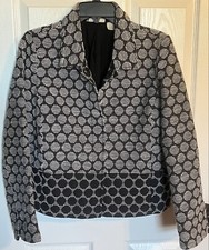 Chico's Sz 1 Blazer Women  s Sz 8 -10 Medium Circles Jacket Black  White EUC