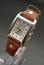 Ladies Michael Kors Brown Leather Silver Tank Studded Design