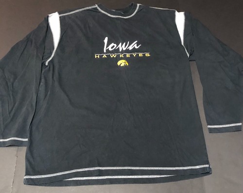 Vintage IOWA HAWKEYES UNIVERSITY Long Sleeve Black Script t-shirt NCAA LG I3 - Picture 2 of 6