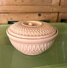 Vintage Hull USA Nuline pottery bowl w/lid soft pink color