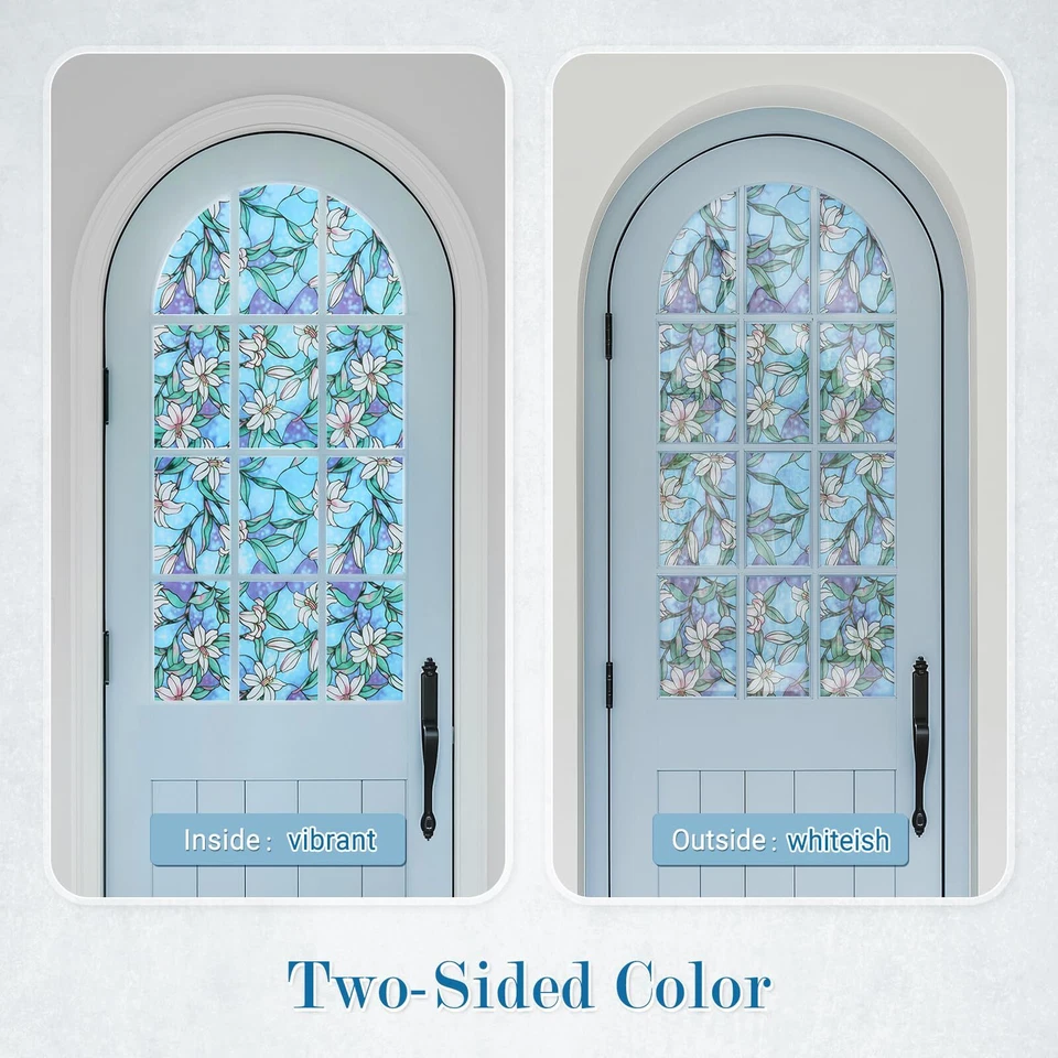 Película para vitral rabbitgoo estática aderente lírio azul porta de filme decorativo - Imagem 4 de 4