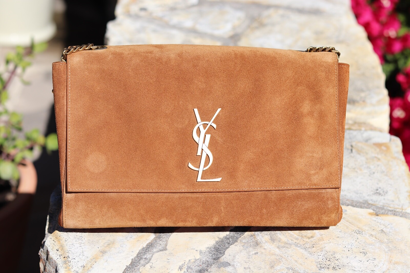 SAINT LAURENT KATE BORSA MEDIA REVERSIBILE A CATENA IN CAMOSCIO E PELLE