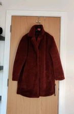 Heidi Klum Faux Fur Coat Winter Long Jacket Size 14 M Uk Lined Buttoned Collar