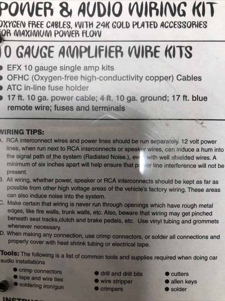 Kit de alimentación y audio EFX Scosche calibre 10 amplificador único 2000 Foto 4 de 4