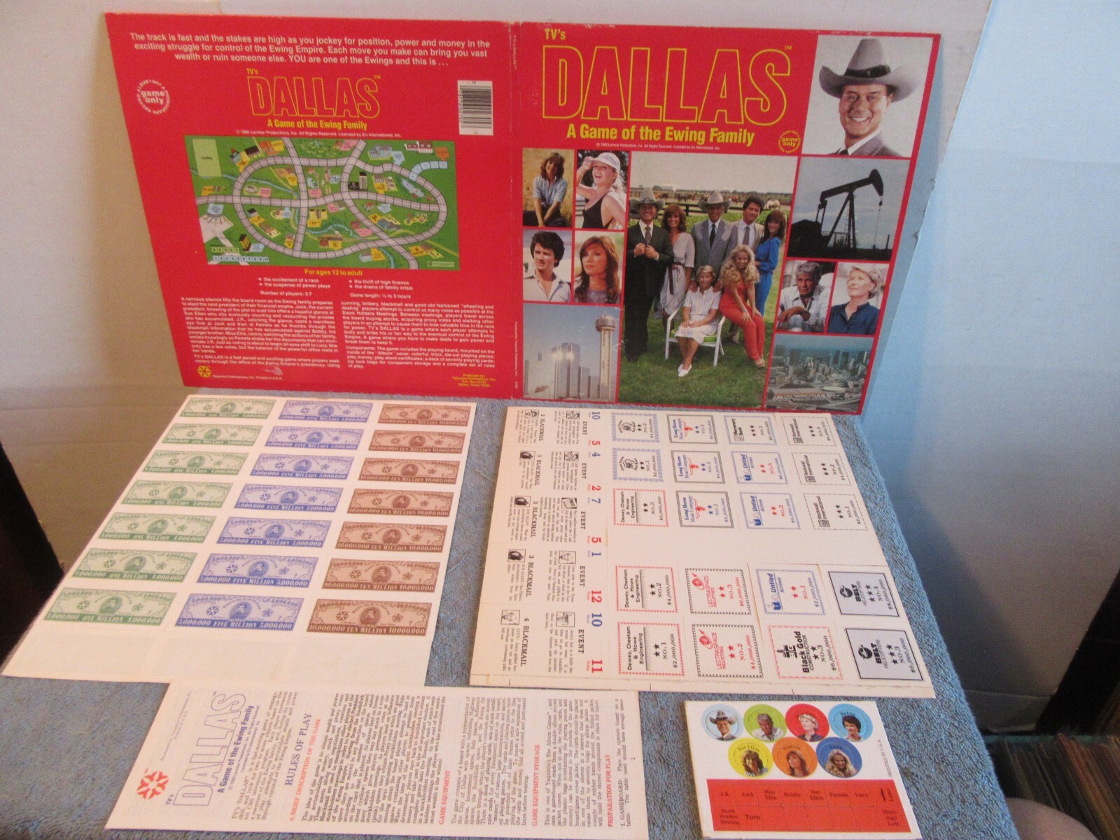 TV Dallas board game of the Ewing family 1980 yaquinto JR bobby lucy
