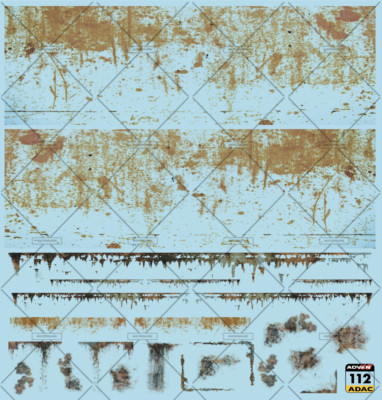 Clear Water slide Decals RUSTY 1/64 Custom Compatible for Hw Stock Car # 112