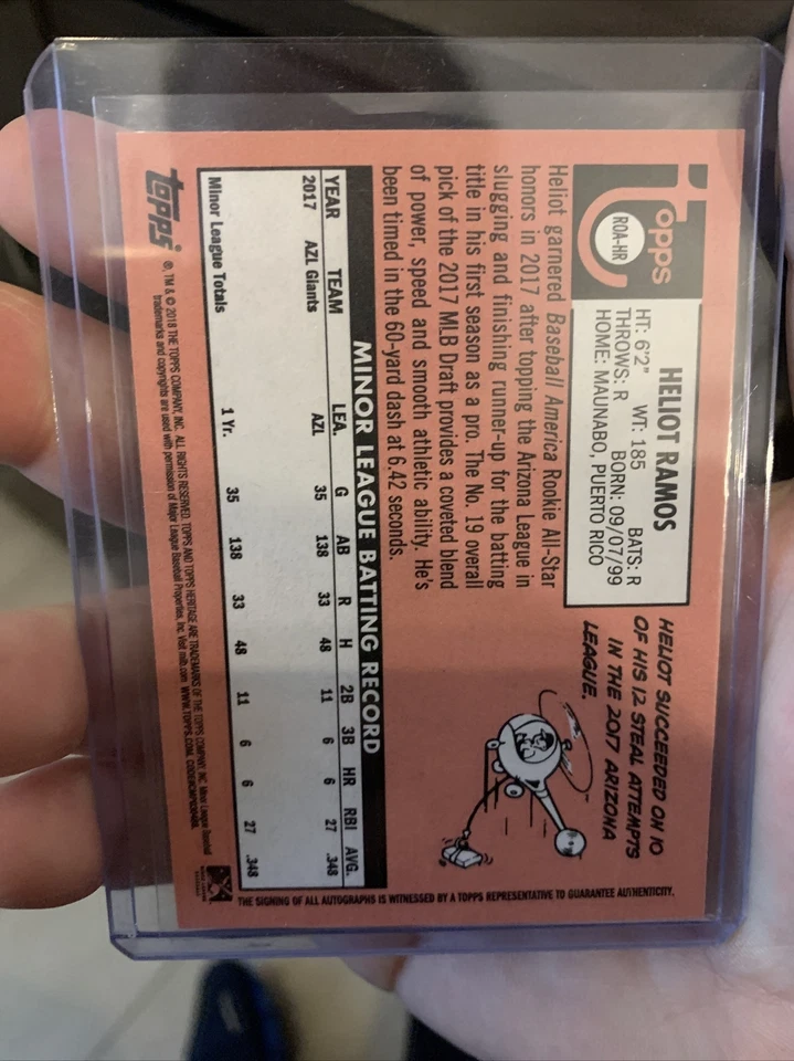 2018 Topps Heritage Heliot Ramos Auto SP - Super Hot! - Image 2 of 2