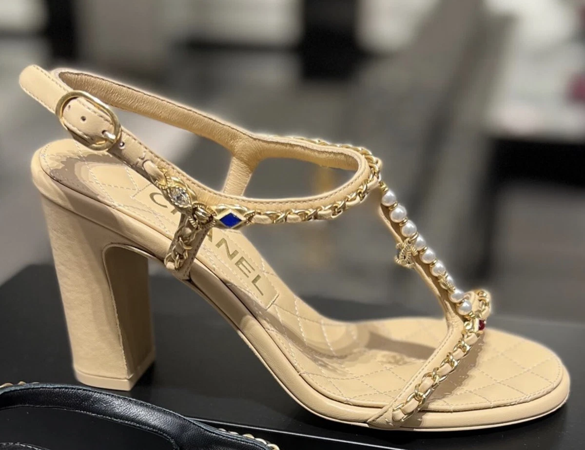 Chanel Embroidered Jewels Leather CC logo sandals 39 eBay