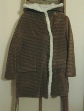 Girl's Vintage Brown Corduroy Winter Coat with Hood