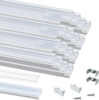 Muzata 20Pack 3.3FT/1M LED 20*3.3ft, Silver Channel with Crystal Cover 