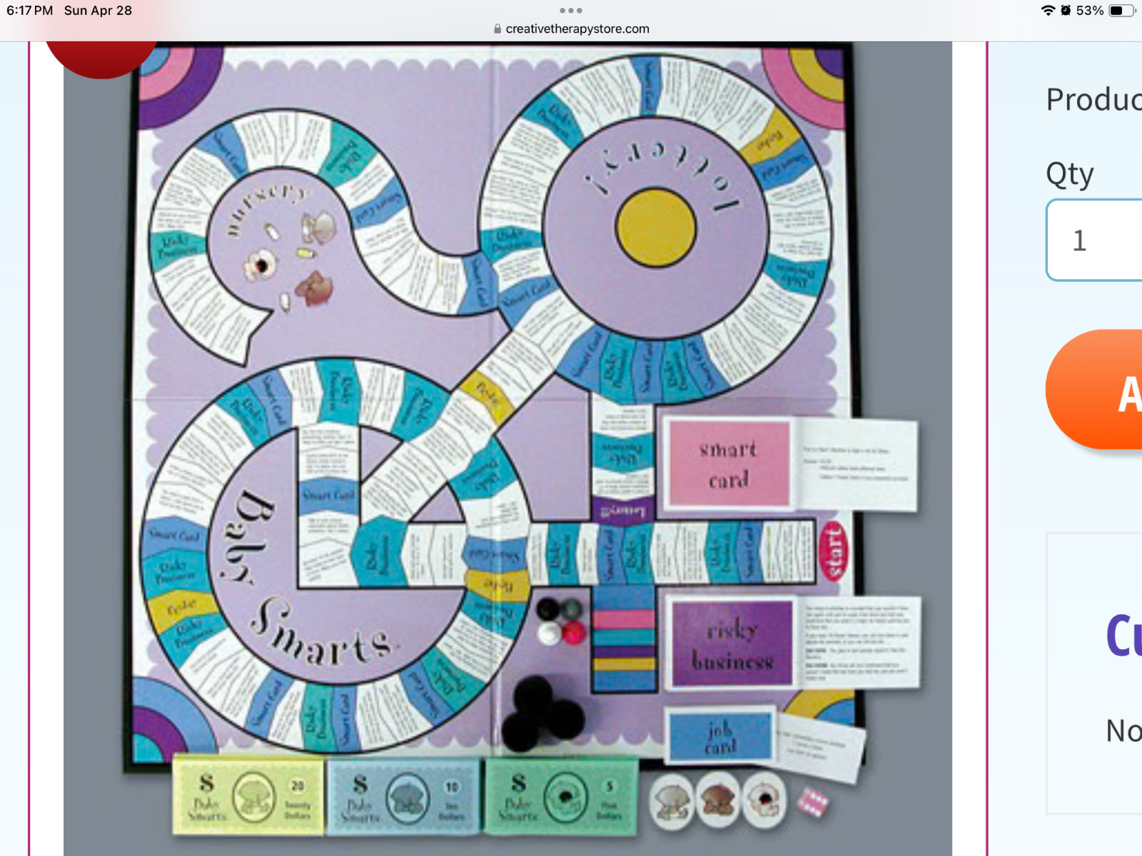 Baby Smarts Board Game - Creative Therapy Store&mdash; BRAND NEW SEALED BOX-W-390
