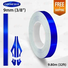 CHROME BLUE 3/8" 9mm PIN STRIPE Car Model Streamline TAPE Decal Vinyl Sticker