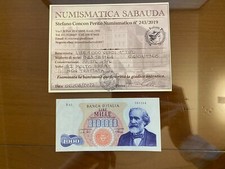 BANCONOTA LIRE 1000 VERDI I TIPO 4 1 1968 MOLTO RARA R2 certificata BB/SPL qSPL