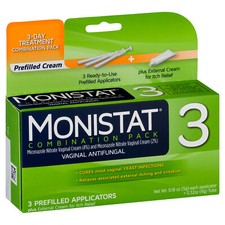 Monistat 3-Day Yeast Infection Treatment, Applicators + Itch Cream, pre-filled.+