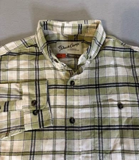 Duck Camp Flannel Plaid Outdoor Long Sleeve Button Down Shirt Men's Med Green