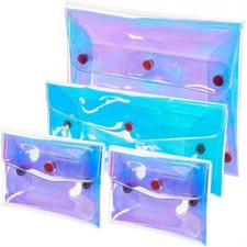1set 4pcs 3 style Laser Iridescent PVC Wallets Coin Purse with Iron Nails  Snap