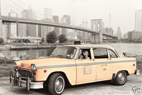 Poster NEW YORK - Old Taxi At The River ca90x60cm NEU 57052 - Picture 1 of 1