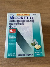 Nicorette 4mg Nicotine White Ice Mint Stop Smoking Aid - 160 Count Exp: 07-2028