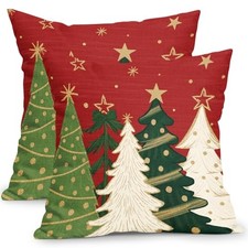 Christmas Pillow Covers 18x18 Inch Xmas 18" x 18" Pack of 2 Xmas Red Tree