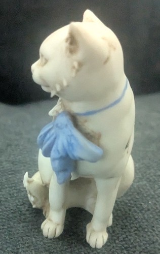 Bisque Miniature Cat With Blue Bow Triade Italy Signed - Picture 9 of 15