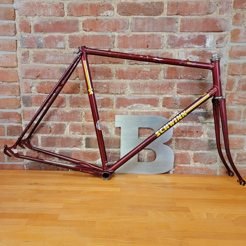 Schwinn World 27" Wheel Fixie Road Bike Frameset 58cm Lugged Steel   c13