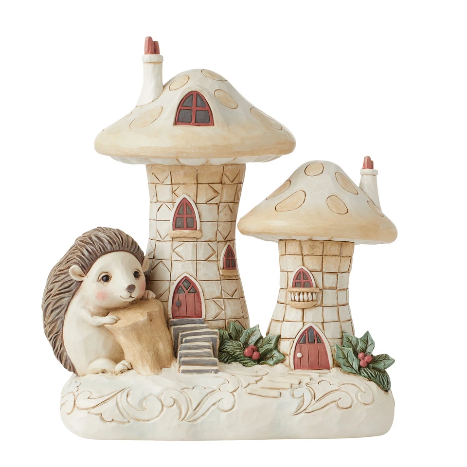 Estatuilla iluminada Enesco Jim Shore Heartwood Creek White Woodland Mushroom House Foto 3 de 4
