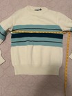 Vintage Mergers Ivory Green striped crew neck pullover sweater mens Small — photo 9