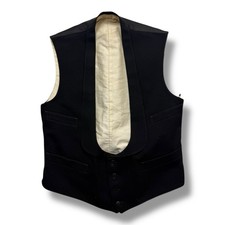 Vintage 1920s Black Wool Men  s Waist Coat 34 Inch Chest Shaw Lapel Unbranded