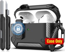 Protective Black Case for AirPods Pro 2nd Gen with Cleaning Kit, Military Design