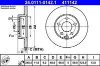 2 X Bremsscheibe ATE 24.0111-0142.1 FüR Alfa Romeo Spider