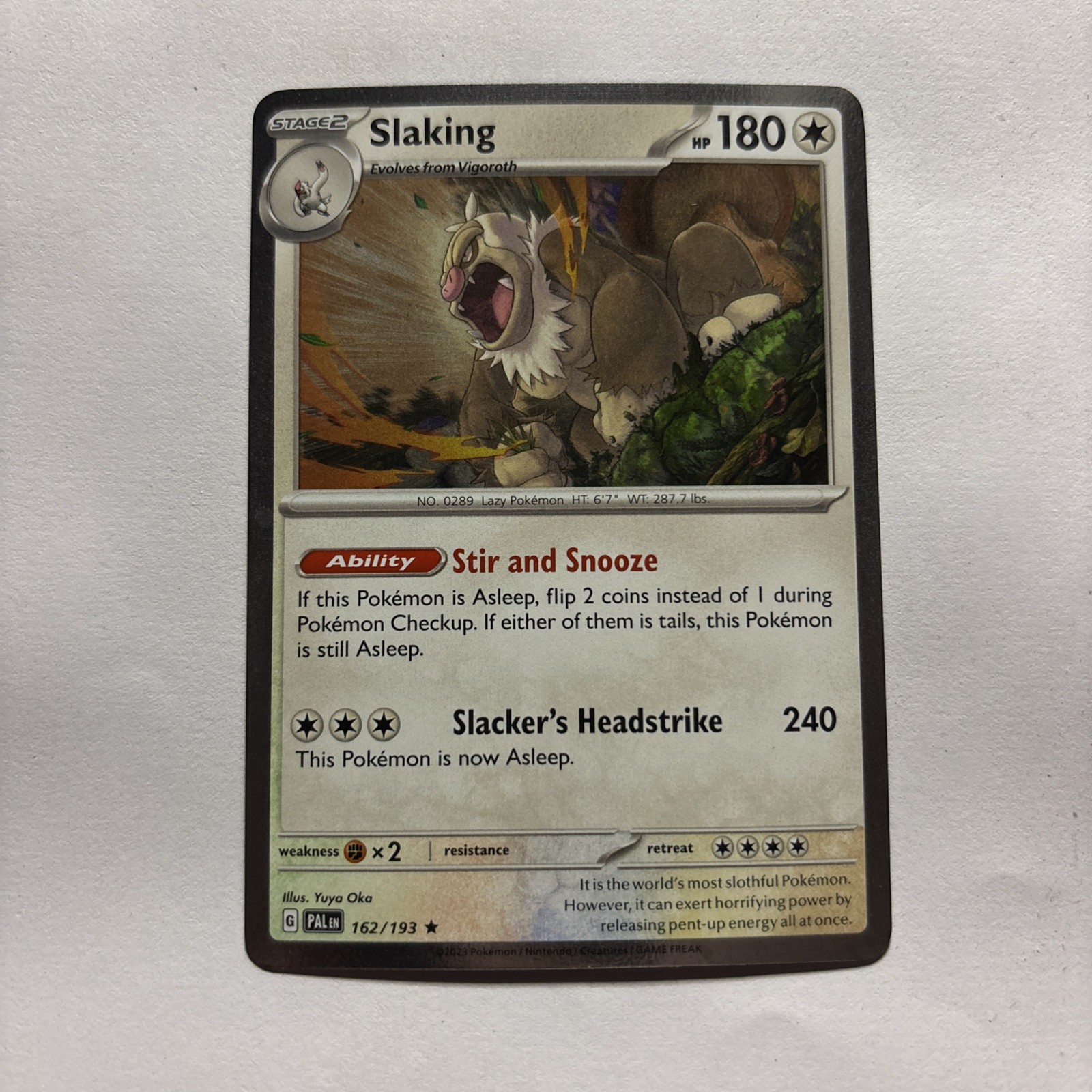 Pokemon Paldea Evolved - Slaking - 162/193  - SV02 - Cosmos Holo Rare NM