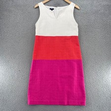 Talbots Dress Womens 2 Pink Colorblock Shift Textured Sleeveless Mini Notch Neck