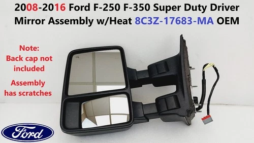 2008-2016 Ford F250 F350 Super Duty Driver Mirror Assembly w/Heat 8C3Z-17683-MA