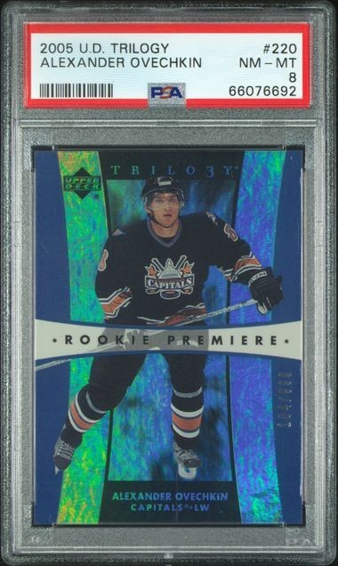 2005 Upper Deck Trilogy /999 Rookie Premiere #220 Alexander Ovechkin RC SP PSA 8 view 7