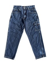 Vintage Y2K FUBU Denim Baggy Cargo Jeans Sz 36x34 Hip Hop Rap Wide Skate