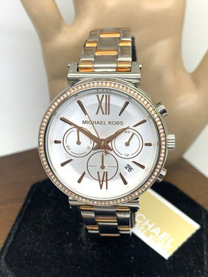 Michael Kors Women's Watch MK6558 Sofie Quartz Chronograph Rose Gold Steel 39mm