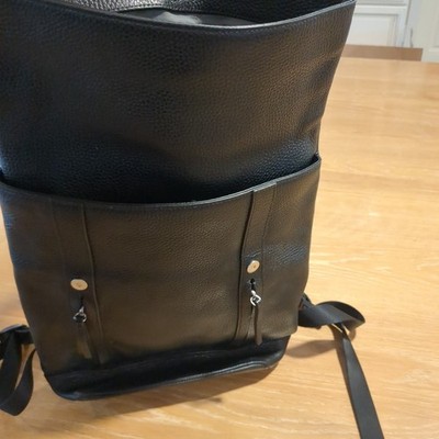 Treasure & Bond Black Pebbled Leather Convertible Backpack 