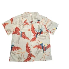 Barefoot In Paradise Hawaiian Shirt Mens Size XL SS Cotton Blue Parrots NWOT