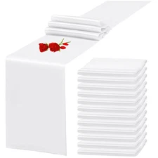12 Pack White Satin Table Runner 12 x 108 Inch Long Premium Table Runners for...