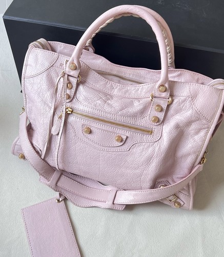 Authentic Balenciaga pink Leather Giant City Satchel/ Shoulder Bag USA