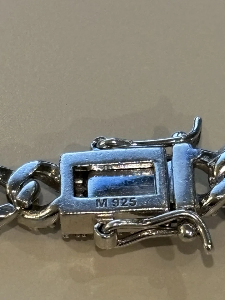 Pulsera de eslabones cubanos de moissanita de 5 mm 6 1/2 pulgadas sólida 925 esterlina Foto 4 de 4